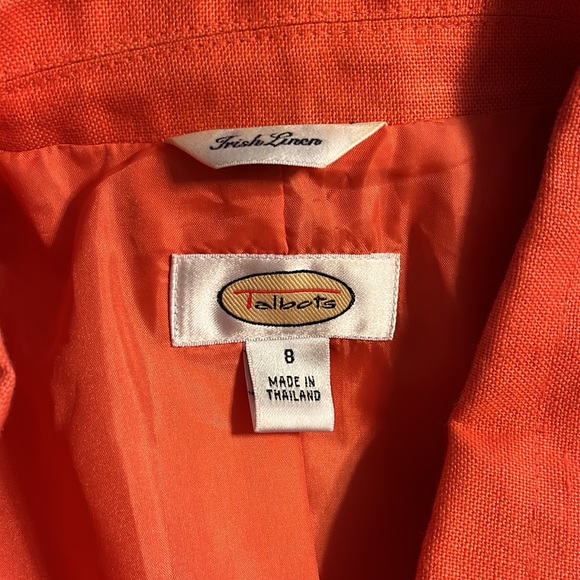 Talbots orange Irish linen jacket - Picture 6 of 6